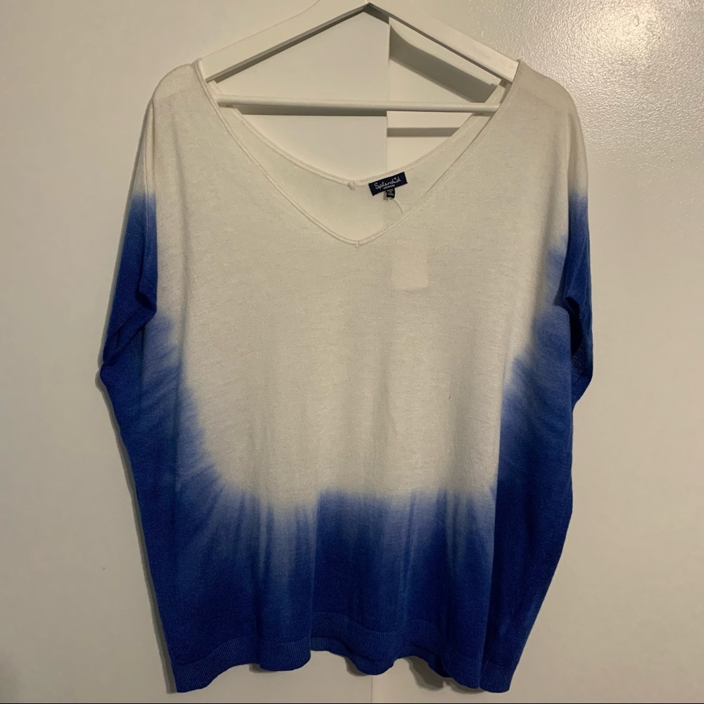 Splendid M dip dye dolman sleeve sweater cashmere blend White & Mediterranean - Picture 3 of 15